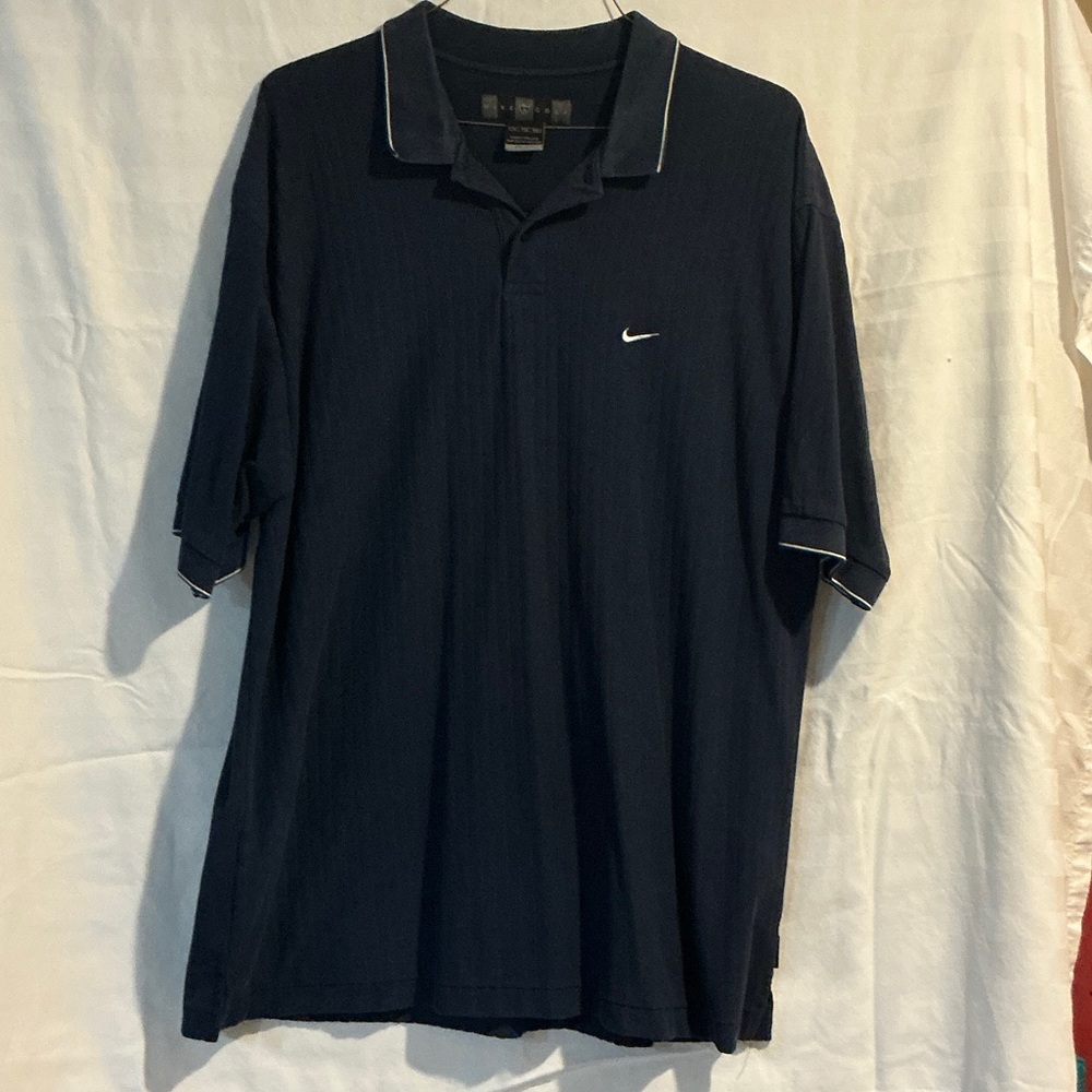 Nike Men's Dark Navy Polo with White Piping